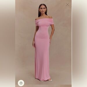 Meshki Blush Pink Off-Shoulder Maxi Dress